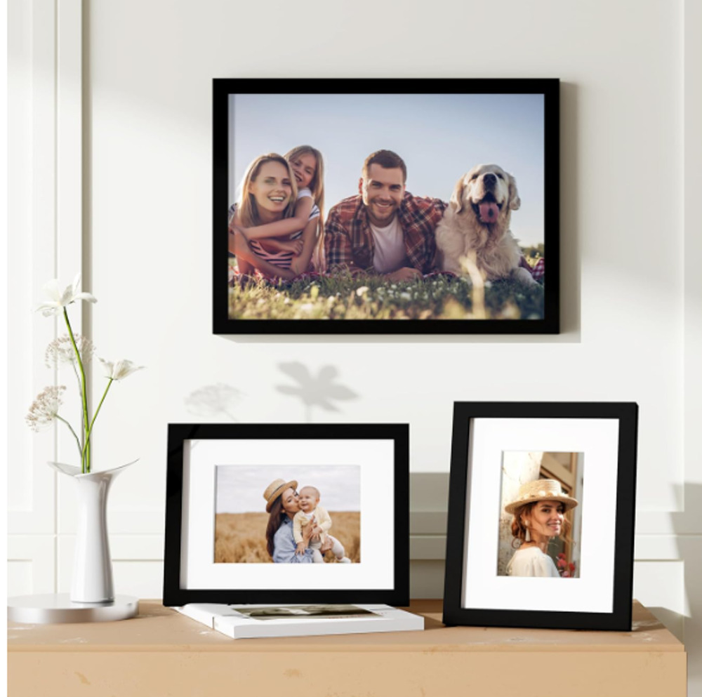 8x10 Picture Frame (5x7 with Mat or 8x10 Unmatted) Black